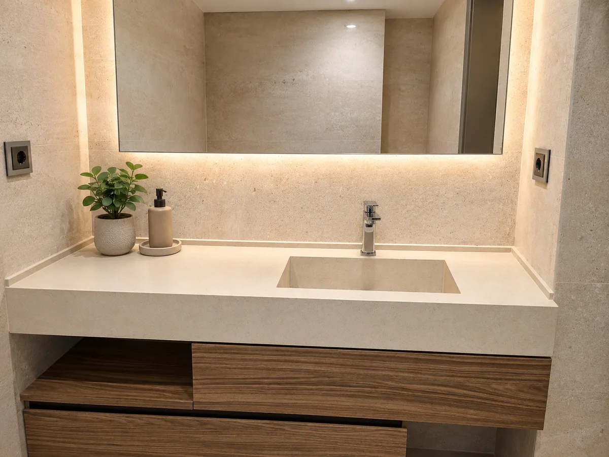 Mueble de baño con encimera de porcelánico en León